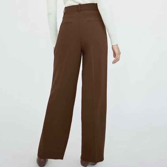 NWT WILFRED Effortless Pants Cognac Brown Wide Leg 00 ARITZIA - Picture 5 of 14